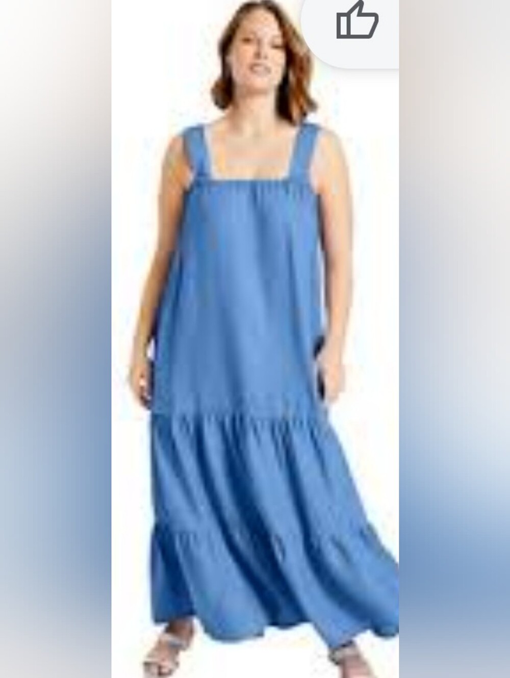 June & Vie Tiered Linen Blend Dress With Adjustable Straps EUC SIZE 2X